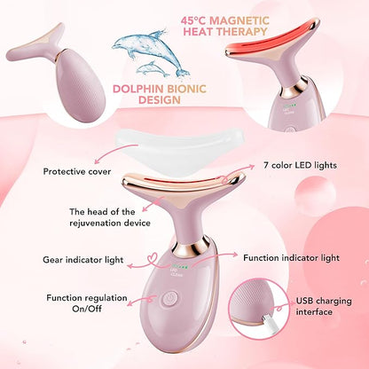 Red-Light-Therapy-for-Face, Facial Massager Wand with 7 Color - Birthday, Christmas, Mothers Day, Valentines Day, Self Care Gifts for Her Women Mom Best Friend Wife Teacher (Rose Gold)