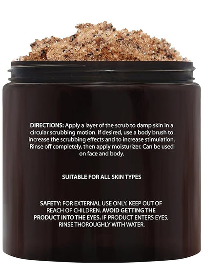 Brooklyn Botany Dead Sea Salt and Arabica Coffee Body Scrub 10 oz - Moisturizing and Exfoliating Body, Face, Hand, Foot Scrub - Fights Stretch Marks, Fine Lines, Wrinkles - Great Gifts for Women & Men