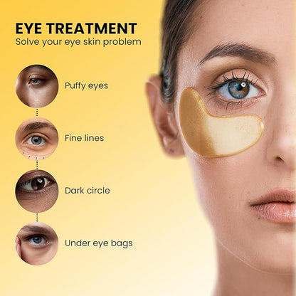 ABC Gold Eye Mask, Under Eye mask, and Collagen Eye Patches are suitable for puffy eyes and dark circles (30 Pair)