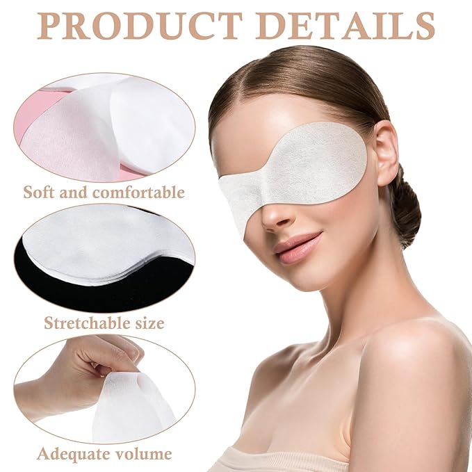 100 Pcs Disposable Non Woven Eye Care, Non Woven Eyes Covers for EyeCare, Disposable Eye Mask Cotton Spa Eyes Pads for Facials, Clear EyeMask for Skincare Spa Wrap Moisture Retention