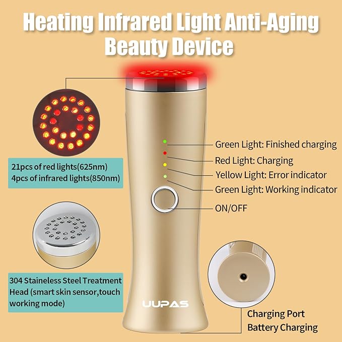 Red Light Therapy for Face - FDA Cleared - UUPAS LED Light Therapy Facial Massager for Face - Skin Tightening Machine for Anti Aging,Wrinkle Removal,Face Lift