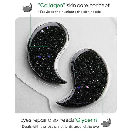 Eye Mask, Under Eye Patches 30 Pairs- Dark Circles, Puffy Eyes Treatments–Reduce Wrinkles and Fine Lines, Hydrating and Anti-Wrinkle Effect Under-Eye Patches with Hyaluronic Acid and Collagen (Bamboo Chartcoal)