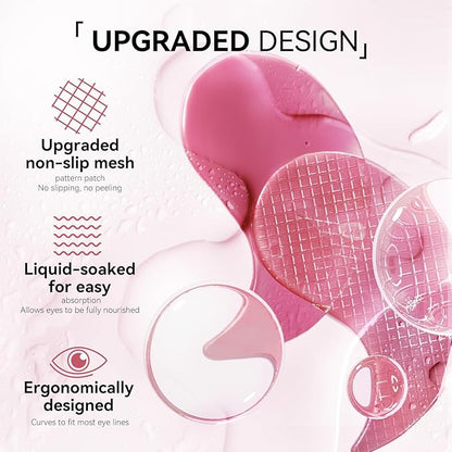 BREYLEE Pink Rose Eye Mask– 60 Pcs - Puffy Eyes and Dark Circles Treatments – Look Younger and Reduce Wrinkles and Fine Lines Undereye, Improve and Firm eye Skin - Pure Natural Material Extraction