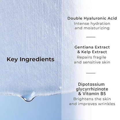 '+WIS+ Hyaluronic Acid Sheet Mask 5 EA with Hyaluronic Acid Serum and Vitamin B5, Hydrating Facial Mask for Dry Skin, Anti-Aging Mask to Plump and Repair Dehydrated Skin, Safe on Sensitive Skin