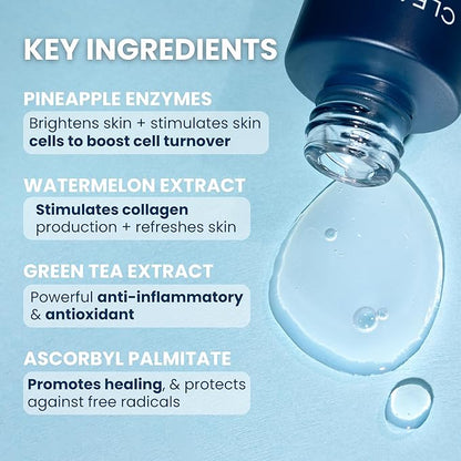 Clean Skin Club Vitamin C Serum & Brightening Booster, Vitamins A, E, D & K, Anti Aging Collagen Clear Facial Care, Glow, Acne, Scars, Sun Damage, Wrinkles, Age, Dark Spot Corrector Recipe