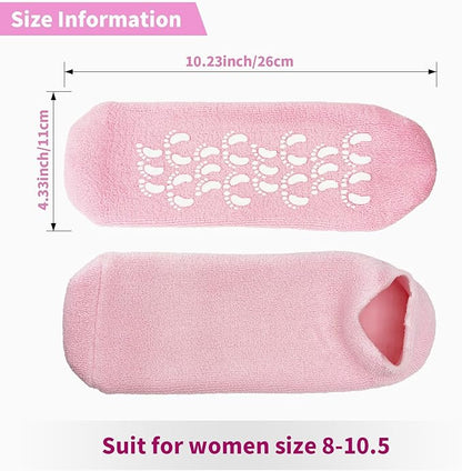 10" Large Silicone Moisturizing Socks for Women - 2Pairs Soft Gel Foot Moisturizing Socks for Dry Cracked Feet