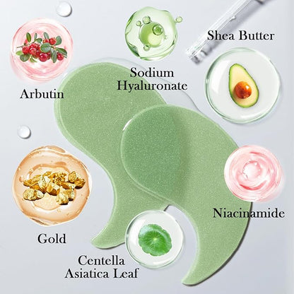Avocado Golden Under Eye Mask Skincare 60 Pairs Set, Moisturizing Non-greasy Under Eye Patches for Women and Men, Travel Size Long Lasting Refreshing Eye Skin Care Gels Pads Gifts Set