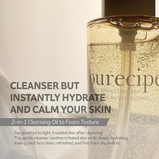 PESTLO Ourecipe Oil to Foam Cleanser – Vegan, Hypoallergenic, Gentle Makeup Remover, Deep Cleansing, Non-Sticky for All Skin Type including Sensitive, Dry and Acne-Prone Skin, 6.76 fl oz (200ml)