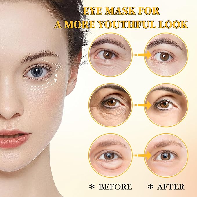 Avocado Golden Under Eye Mask Skincare 60 Pairs Set, Moisturizing Non-greasy Under Eye Patches for Women and Men, Travel Size Long Lasting Refreshing Eye Skin Care Gels Pads Gifts Set