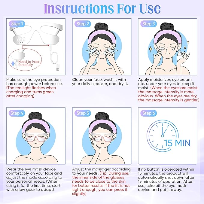 Under-Eye Light Therapy Device, Beauty Device with Pulsed, Light Therapy, and Heat, for Relieving Eye Bags, Eye Fatigue, and Dark Circles, with Gel and glass Strap (white)