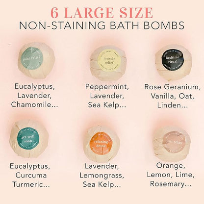 Bath Bombs Gift Set, USA Made with Organic & Natural Ingredients, Relaxing Spa Gifts for Women & Men