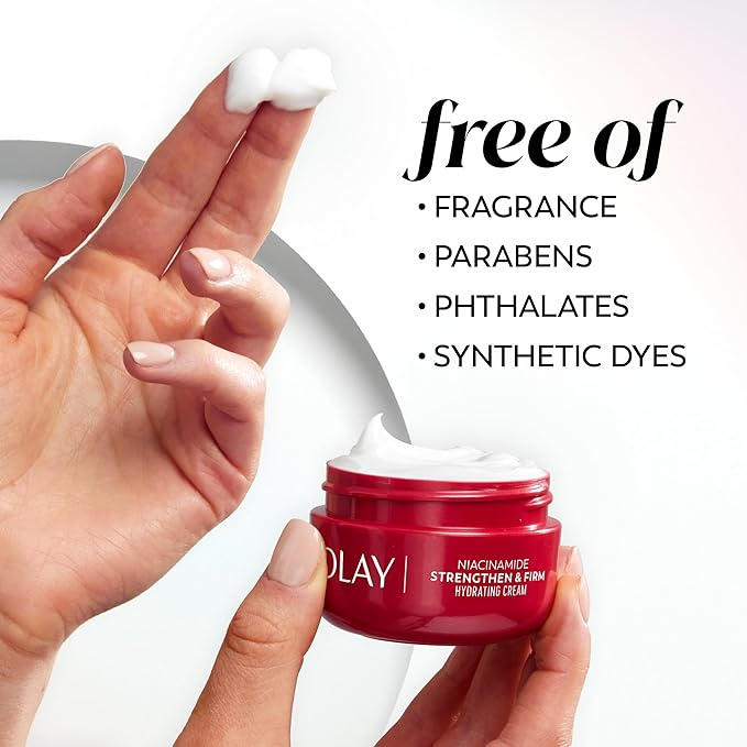 Olay Niacinamide Face Moisturizer, Strong & Firm Cream for Women, Anti-Aging, Anti-Wrinkle, Firming Skin Care, Evens, Hydrates to Repair Barrier, Recyclable Sustainable Eco Jar, Non-Greasy, 2 oz