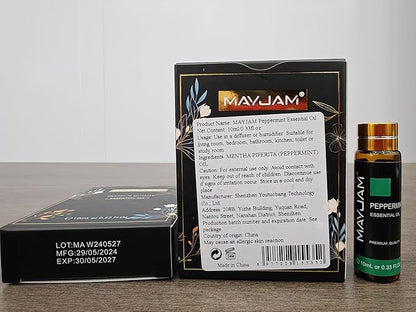 Peppermint Essential Oil, MAYJAM 10ML/0.33FL.OZ Premium Peppermint Oils for Soap Candle Making, Diffuser, Bedroom, Living Room, Office