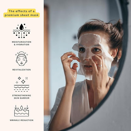 10 Bundle and Ginseng Korean Face Sheet Mask- Revitalizing, Firming Soothing, Skin Care for All Skin Types (15Pack)