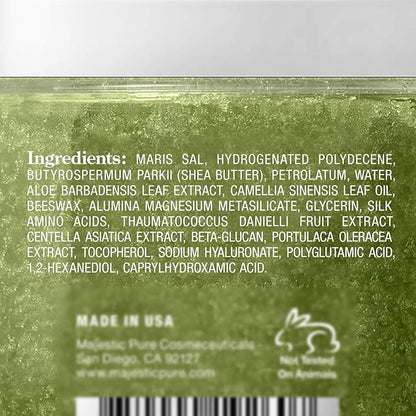 Majestic Pure Matcha Green Tea Body Scrub for All Natural Skin Care - Exfoliating Multi Purpose Body and Facial Scrub Moisturizes and Nourishes Face and Skin - 10 oz - Great Gift for Her