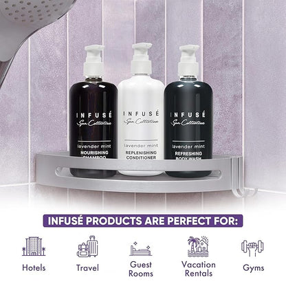 1-Shoppe Infuse Lavender Mint Spa Collection Amenities Set | 10.14 oz Pumps | Shampoo, Conditioner, Hand/Body Wash, Lotion
