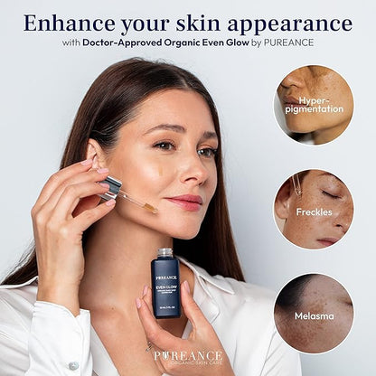 Even Glow - Organic Vitamin C Serum for Dark Spots on Face - Dark Spot Corrector, Dark Spot Remover for Face & Body - with Kakadu Plum Extract, Maple Leaf Extract, Aloe Leaf Juice & More - 1 Fl Oz