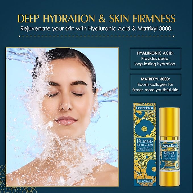 Peptide Blast Retinoid Night Cream – 2% Granactive Retinoid with Peptides, Snow Mushroom & Hyaluronic Acid – Gentle Night Moisturizer for Dry or Sensitive Skin