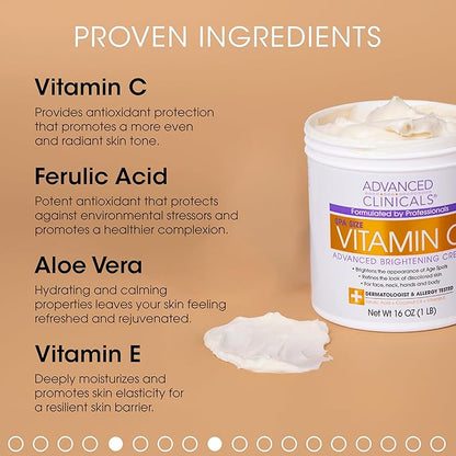 Advanced Clinicals Vitamin C Brightening Cream + Puffy Under Eye Brightening Serum Set