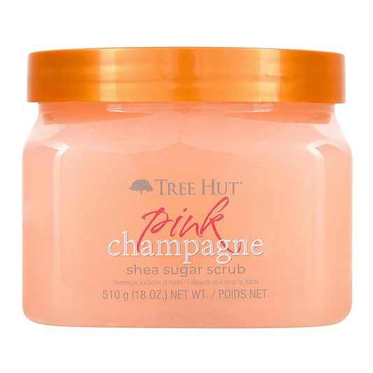 Tree Hut Pink Champagne Shea Sugar Scrub | Exfoliating Body Scrub Removes Dead, Dry Skin for a Soft & Hydrated Feel | Nourishing Essential Body Care | 18 fl oz.