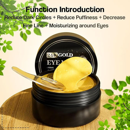 24K Gold Eye Mask (120PCS) – Gold Eye Patches for Puffy Eyes & Dark Circles, 24K Gold Under Eye Masks for Dark Circles and Puffiness, Eye Gel Pads w/Collagen,