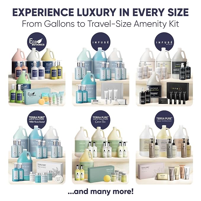 1-Shoppe Aqua Organics Amenity Kit | Boxed Hotel Toiletries Bulk Set | 1 oz Shampoo, Conditioner, Lotion, Body Wash & Bar Soap | 75 Sets per Case