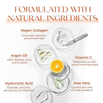 Vitamin C & Collagen + Retinol & Vitamin E Facial Serum Set - Dermatologist Tested, Anti-Aging, Dark Spot Remover, Brightening - Cruelty-Free, Clean Beauty, Korean Skincare - 1.69 oz (2-Pack)