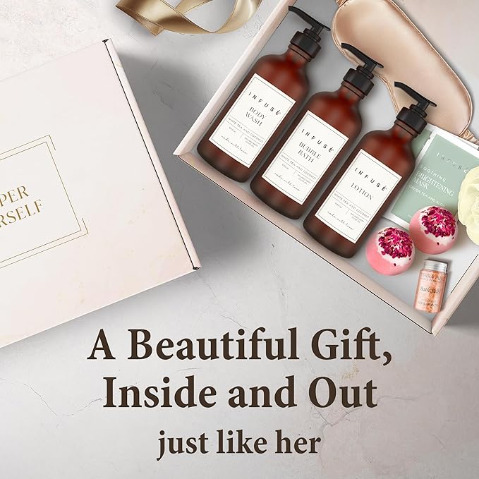 10-Piece Spa Gift Box for Women | Self-Care Set with Eye Mask, Loofa,Bath Bombs,Face Masks,Bubble Bath, Lotion, Body Wash & Bath Salt | Gift for Mom, Grandma, Wife, Bridesmaid or Loved Ones