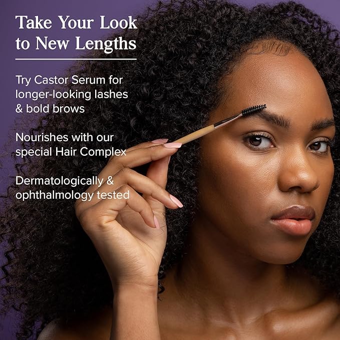 HERITAGE STORE Castor Serum and Castor Oil Roll On - Lash Serum for Fuller, Longer Looking Eyelashes w/Organic Castor Oil, Black Castor Oil, Biotin - Roll-On Hydration for Castor Oil Pack 3oz /0.42oz