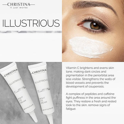 '-CHRISTINA- Illustrious Night Eye Cream with Retinol and Vitamin C | Under Eye Cream Revitalizes, Brightens, Nourishes the Skin | Night Cream for All Skin Types 15ml