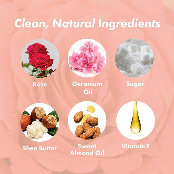 Rose Petal Scrub Foot & Body Exfoliator and Volumizing Hair Powder Dry Shampoo Bundle - 100% Natural Vegan Skin Care by Handmade Heroes