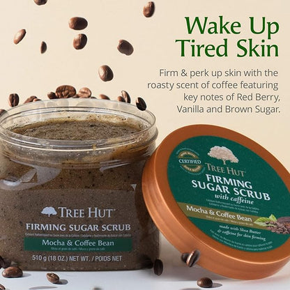 Tree Hut Ultra Hydrating and Exfoliating Sugar Scrub Mocha & Coffee Bean for Nourishing Essential Body Care, 18 Ounce
