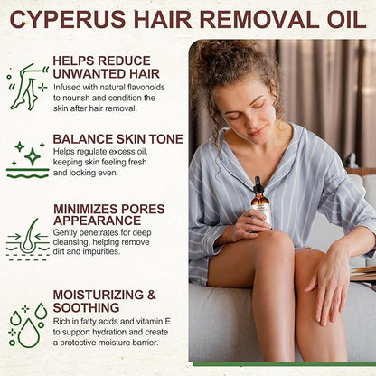 3Pack Cyperus Rotundus Oil, Natural Cyperus Rotundus Oil for Hair Removal, Reduces Unwanted Hair Growth, Moisturizes & Soothes The Skin, Suitable for All Skin Types