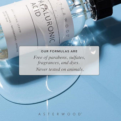 Asterwood Hyaluronic Acid Serum for Face - Plumping, Anti-Aging, Hydrating - Fragrance-Free - 1 Fl Oz